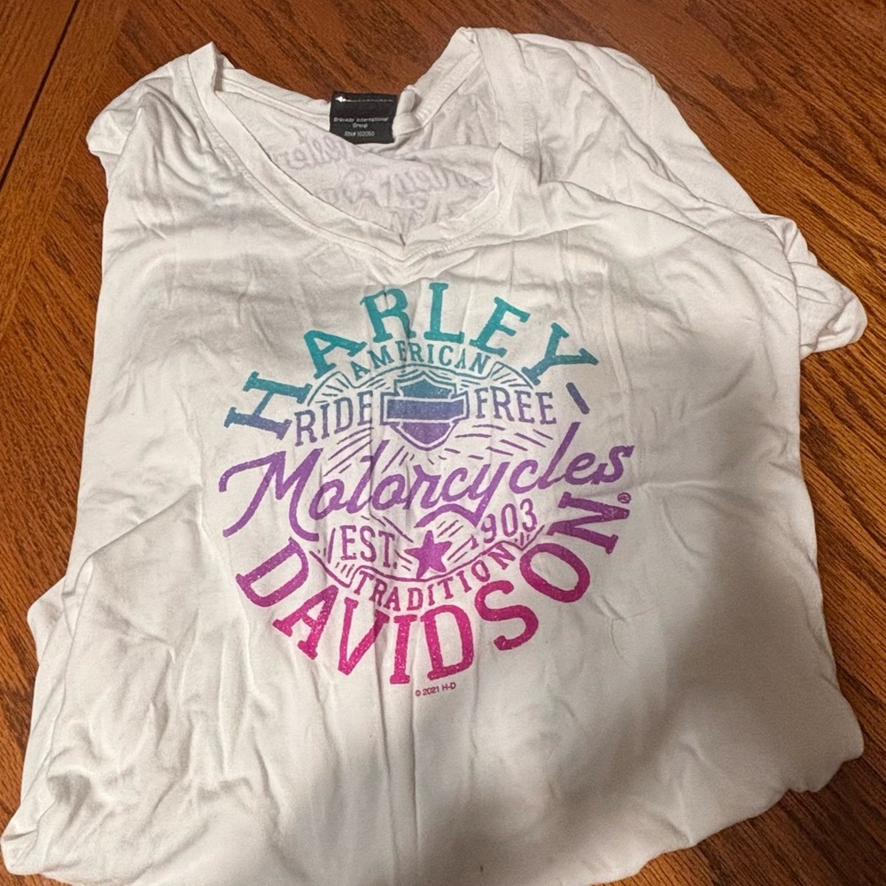 Harley-Davidson White Tee with Colorful Graphic - Manchester NH Harley